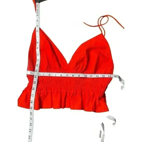 Sim & Sam Juniors XL PAOLINA RED Smocked Strappy Ruffled Tiered Crop Top - Picture 7 of 9